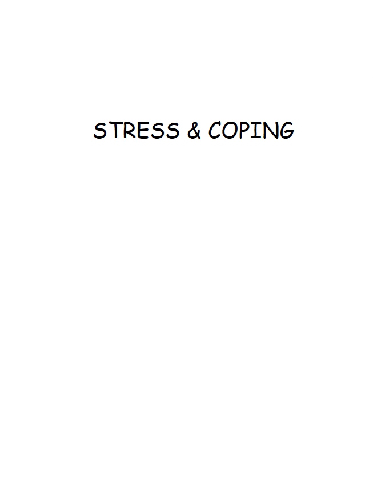 Overview of the Topics of Stress and Coping
