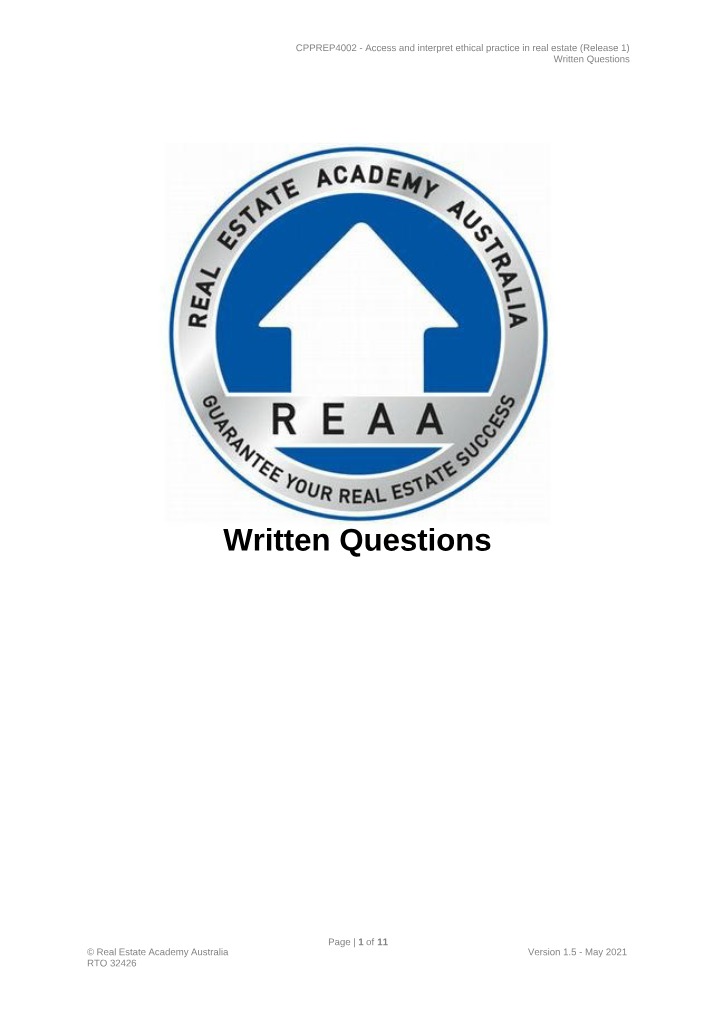 CPPREP4002 - Written Questions