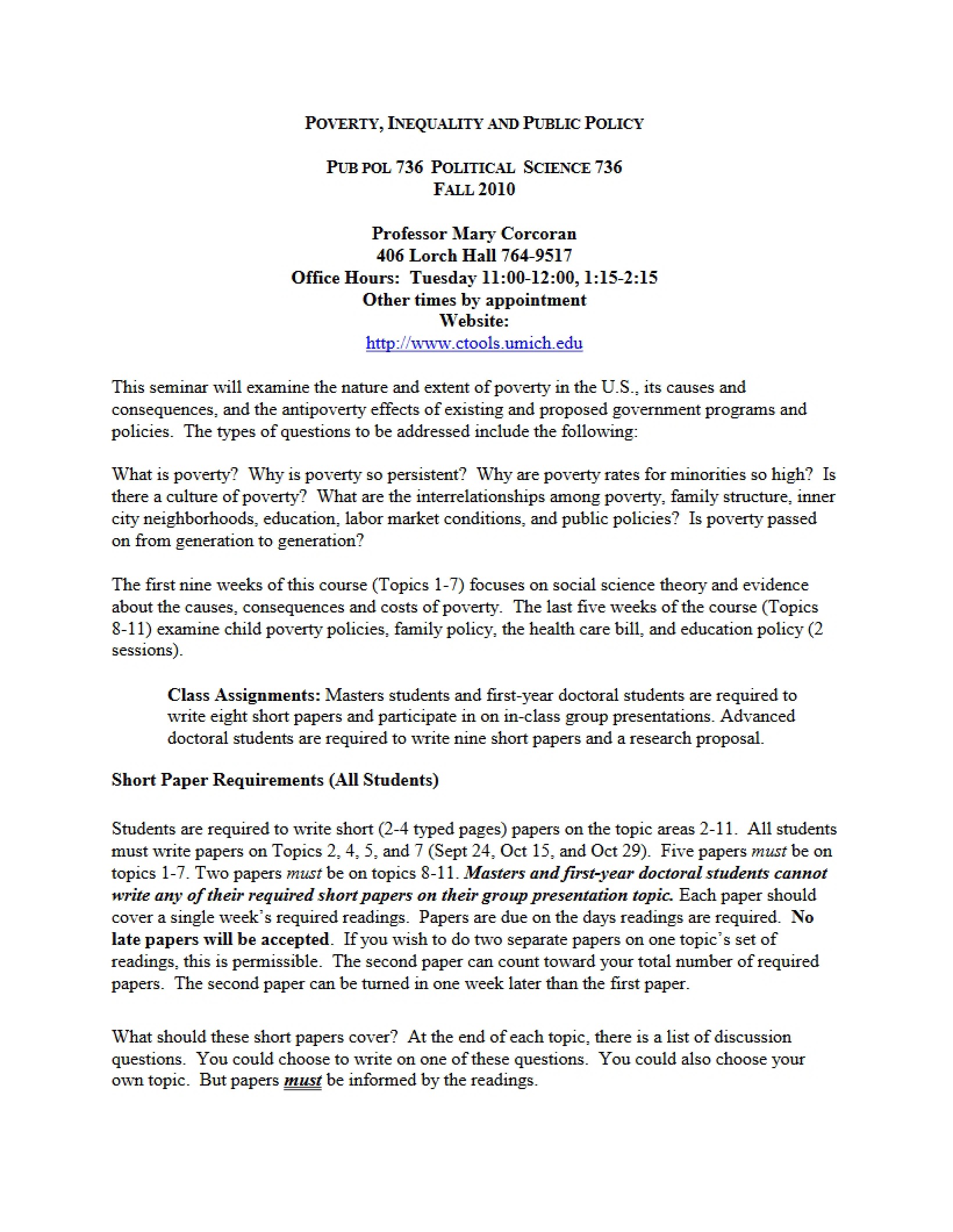 Notes on Poverty and Inequality