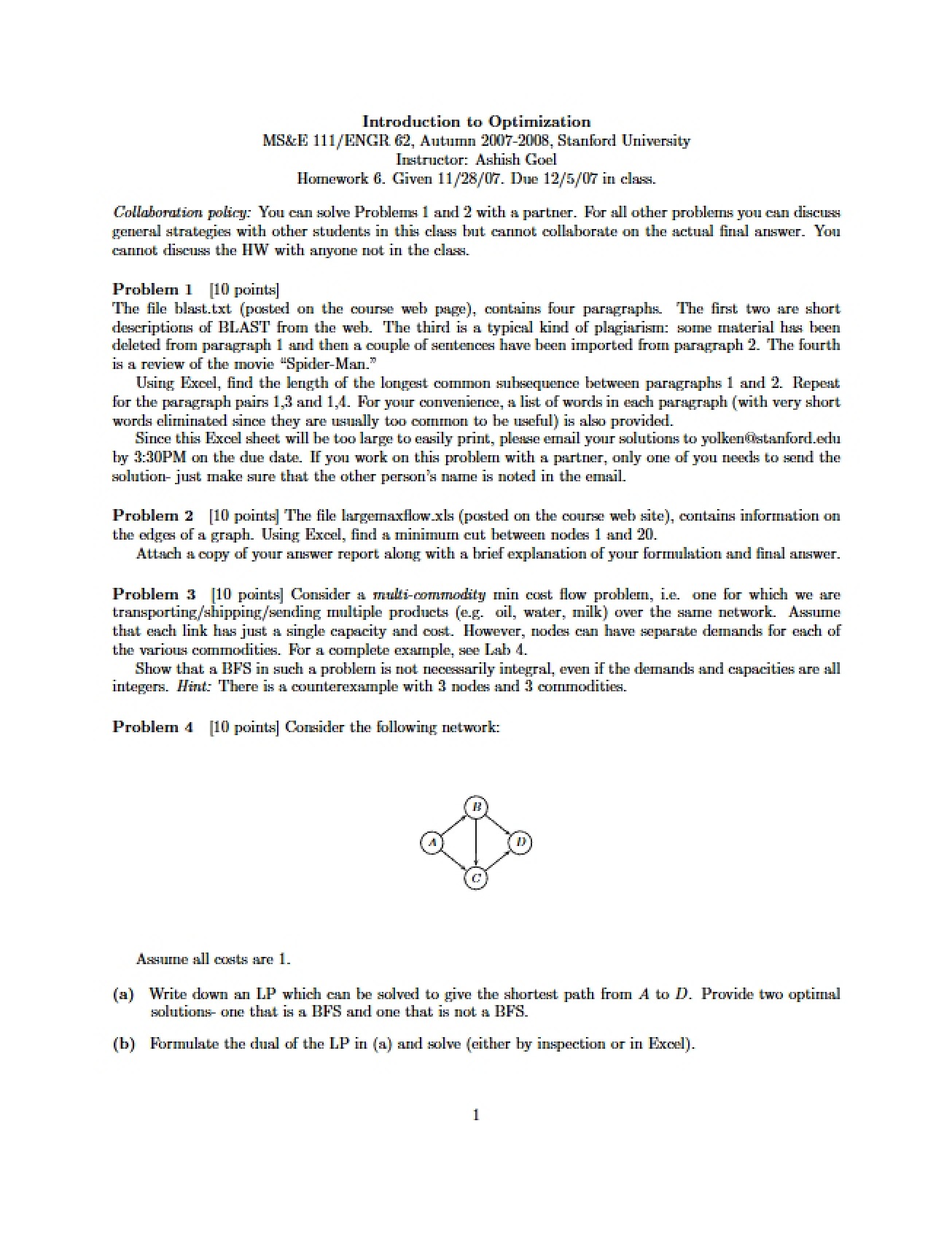 Sixth Homework for Introduction to Optimization