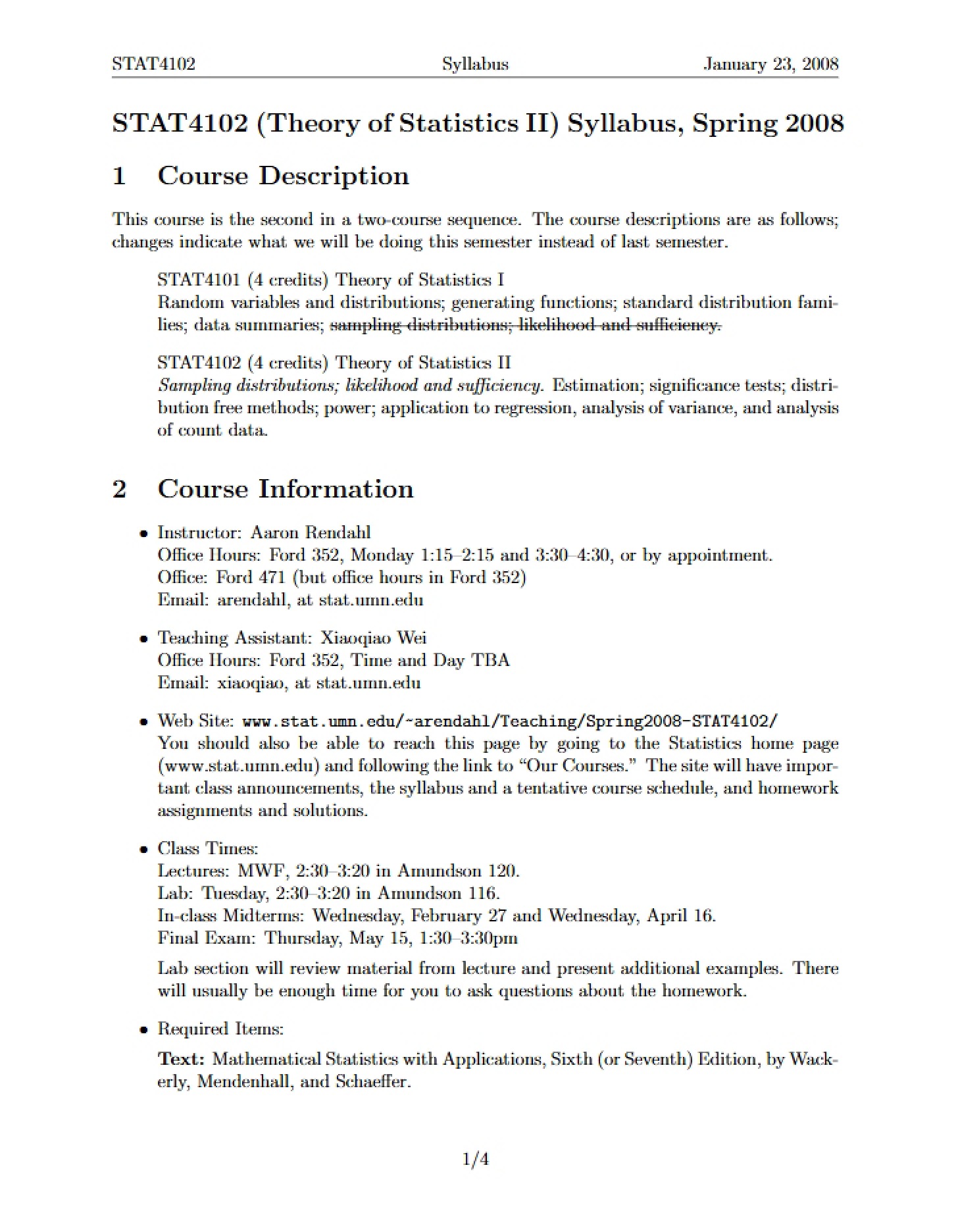 Class Curriculum