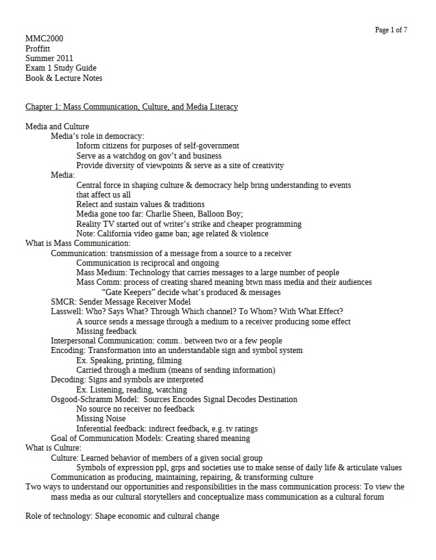 Mass Communication (Chapter 1)