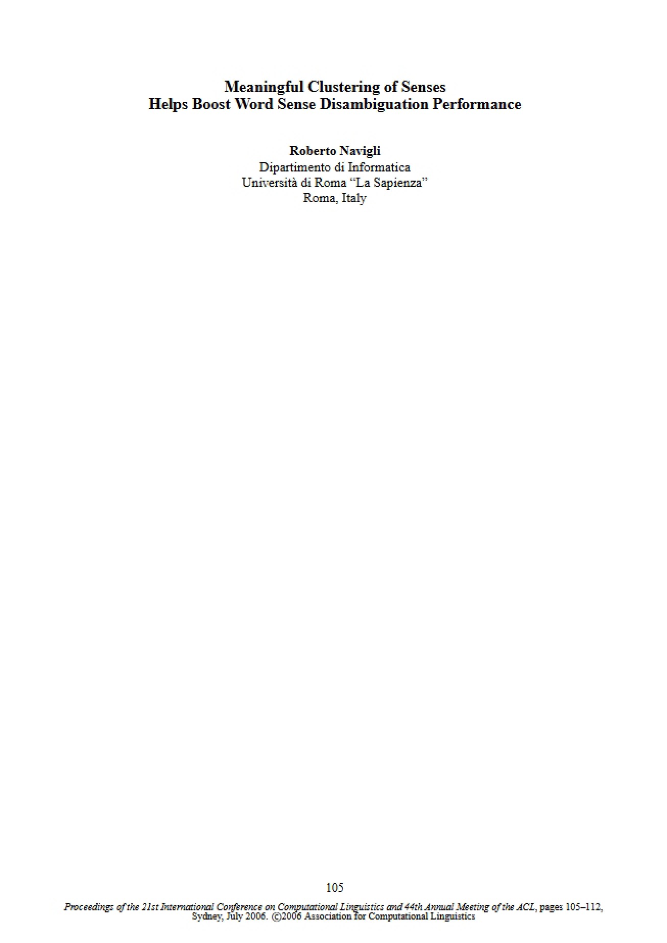 Meaningful Clustering of Senses