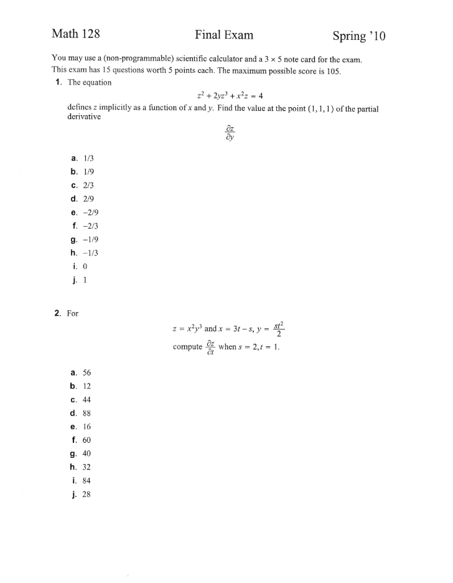 Final Examination Document