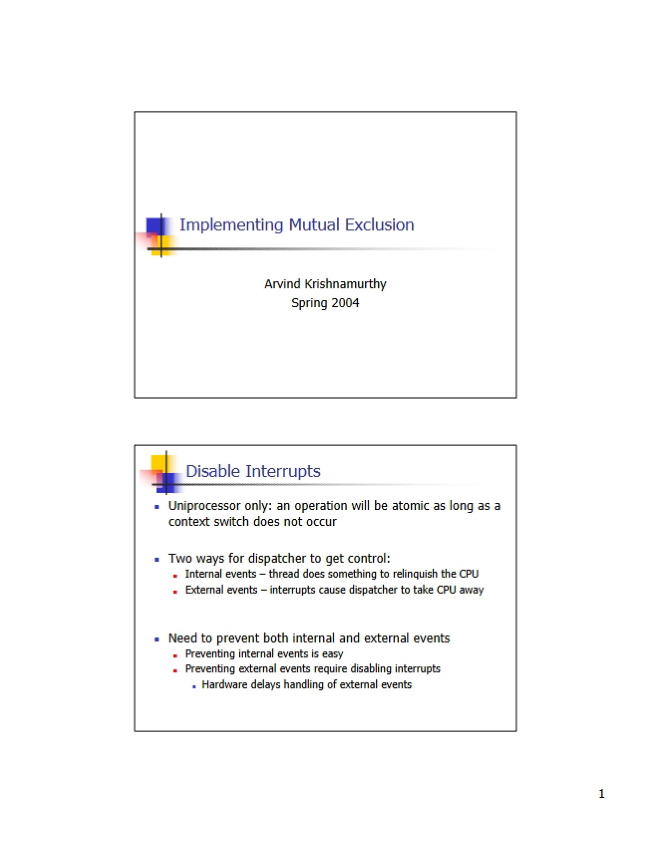 Mutual Exclusion Implementation