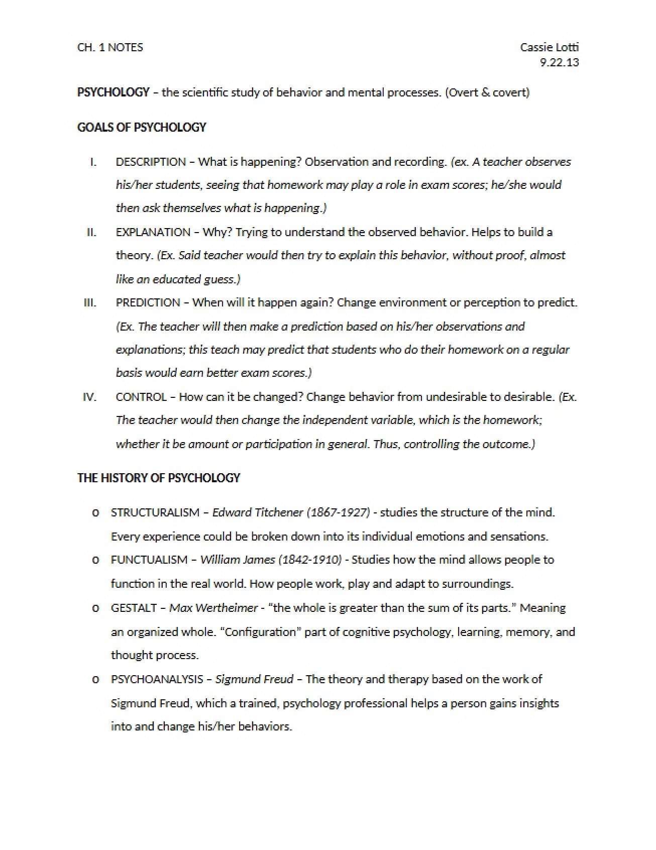Notes for Chapter One