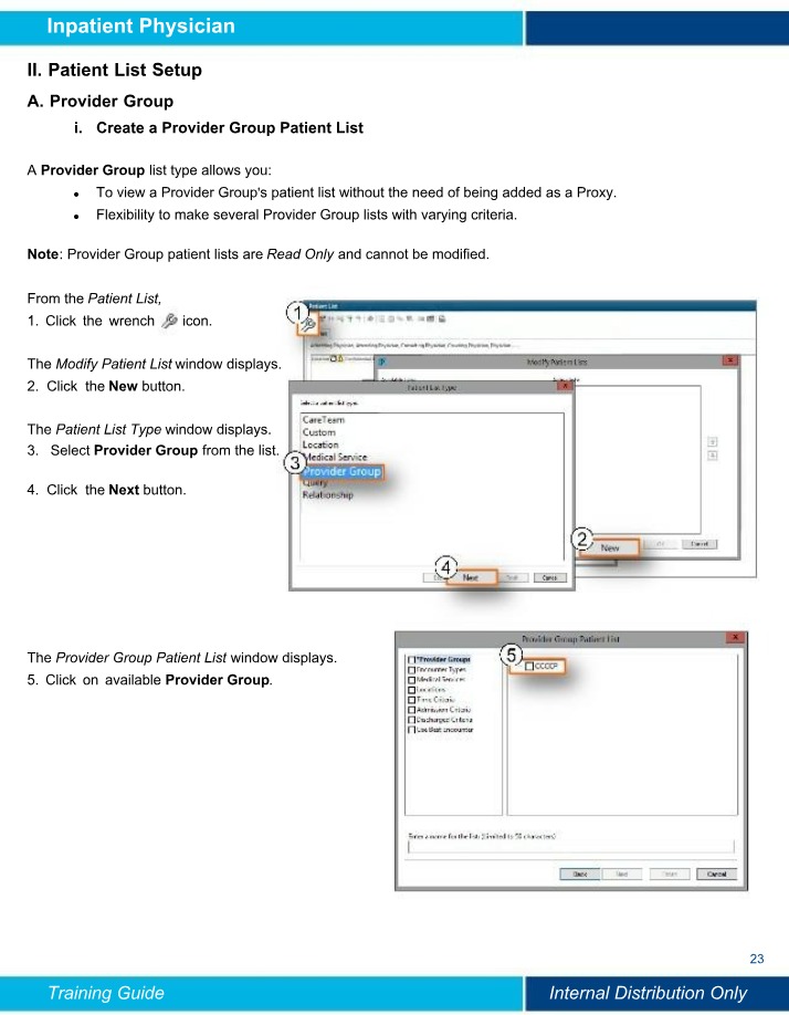 Provider Group Patient List Setup for Inpatient Physicians