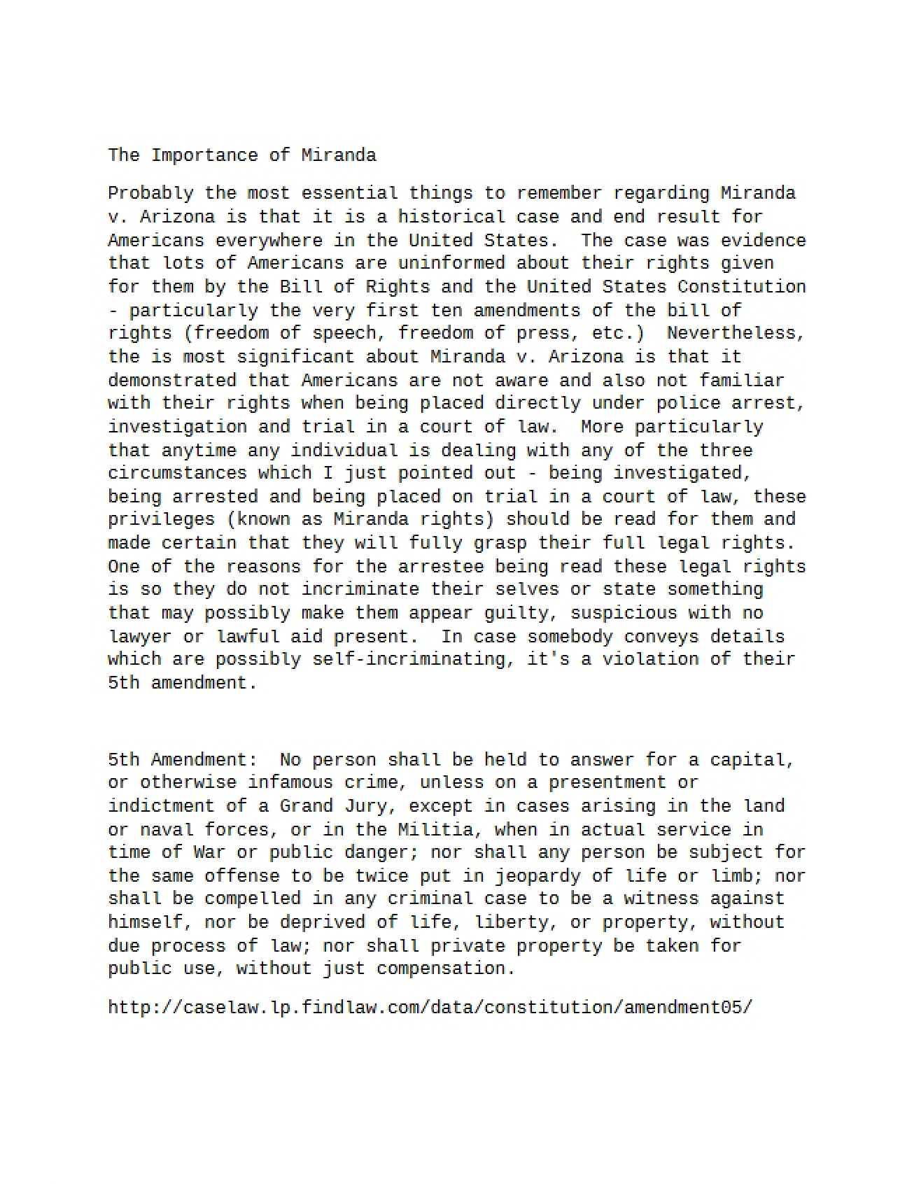 Importance of the Miranda Rule
