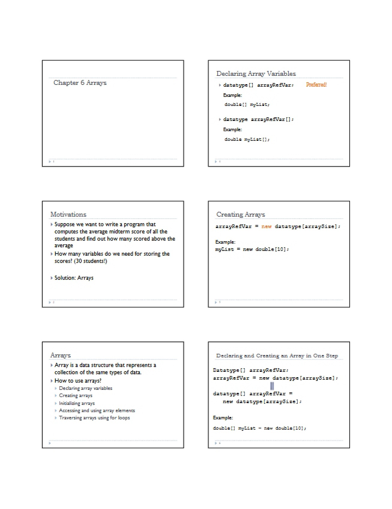 Array Data Structures - Chapter 6