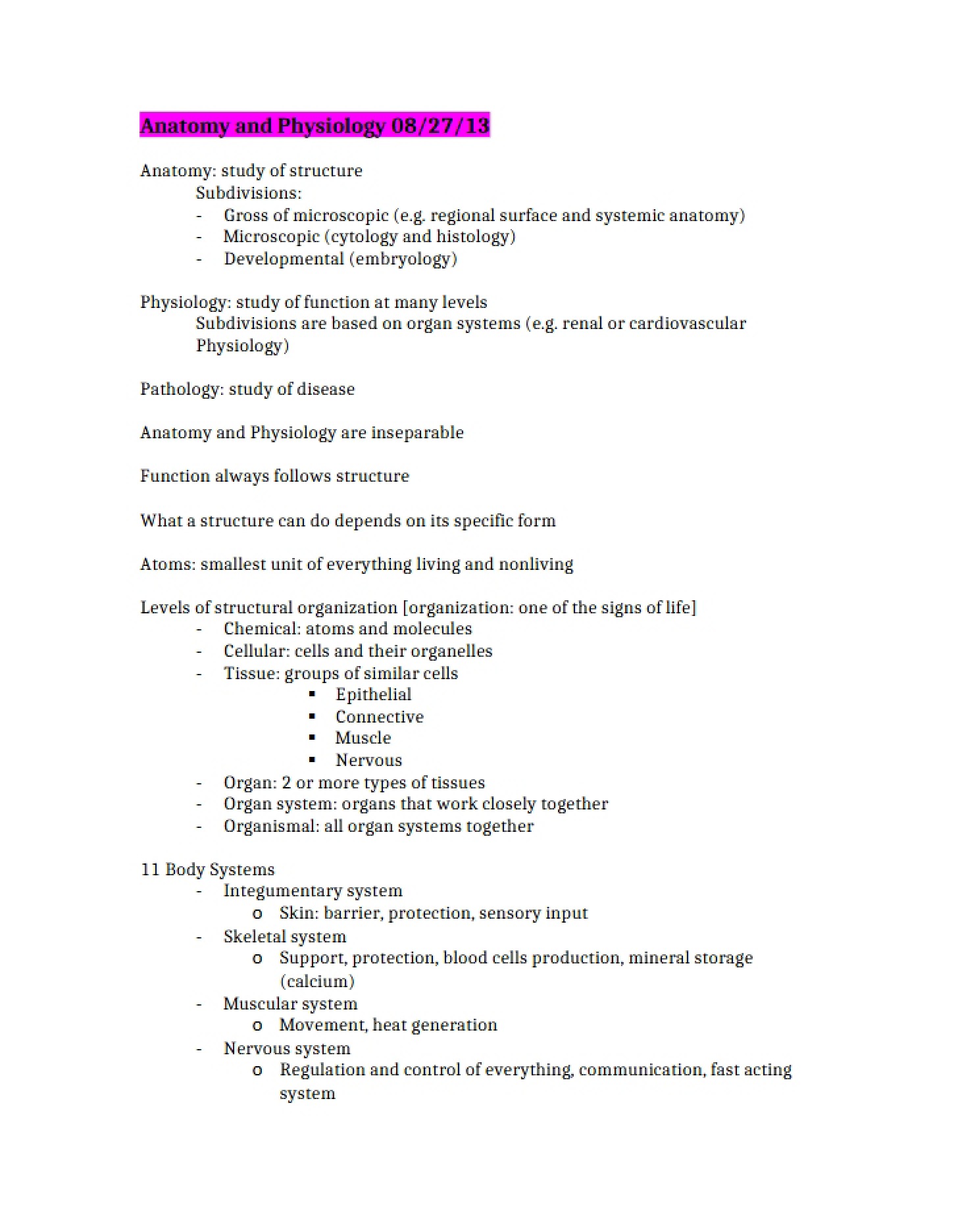 Physiology and Anatomy Principles