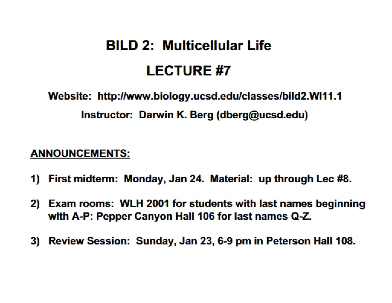 Seventh Lecture