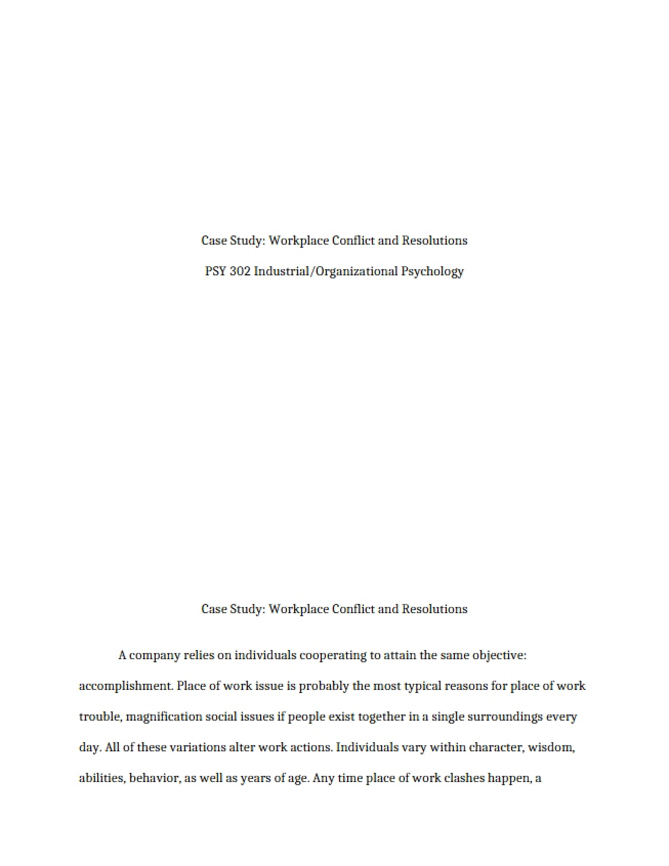 Workplace Conflict Resolution Case Study