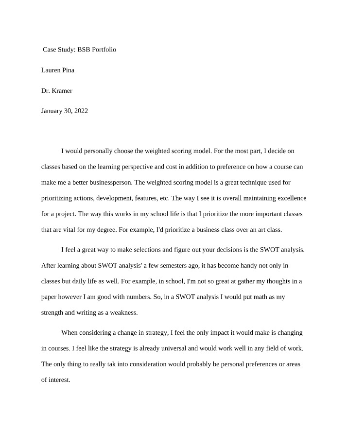 Prioritizing Classes and Making Decisions - A Case Study