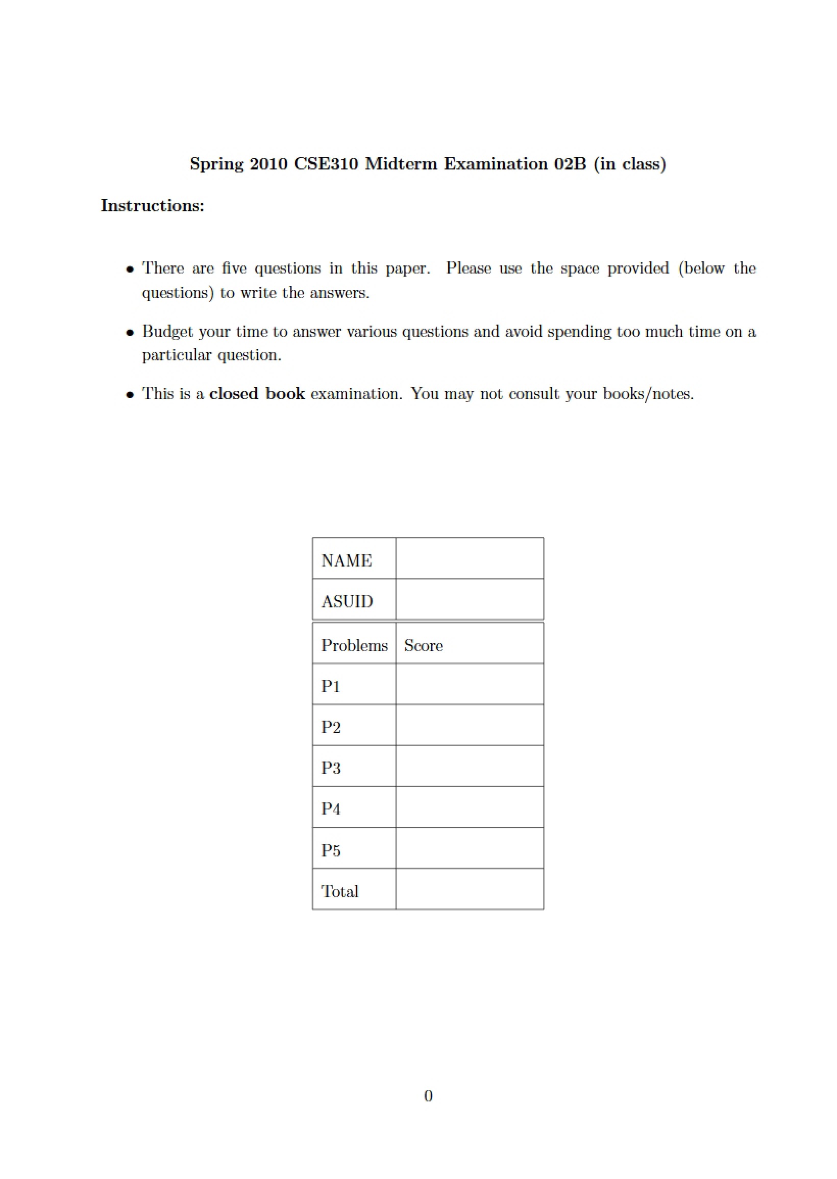 2010 Module 2B Solution Set