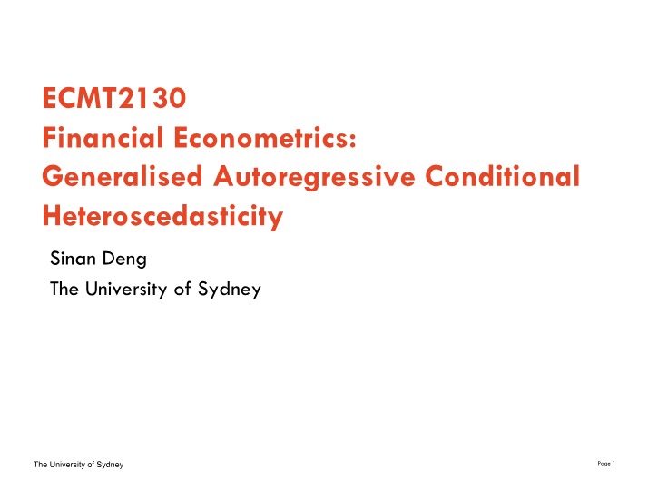 Lecture 11 - ECMT 2130