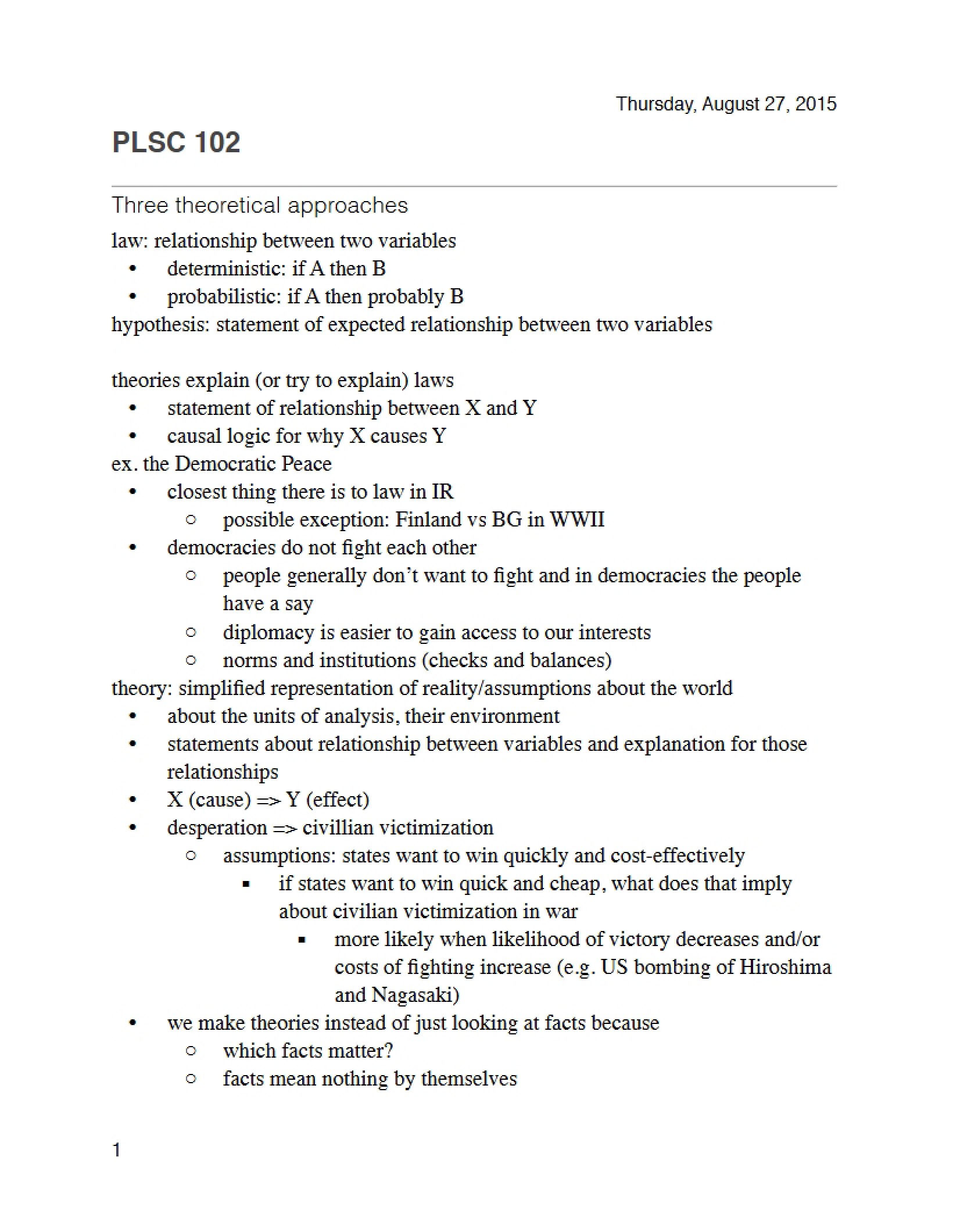 Approaches to Theory Three Models