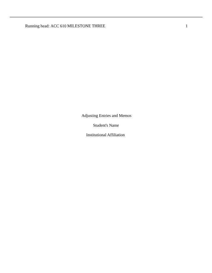 Memos and Adjusting Entries