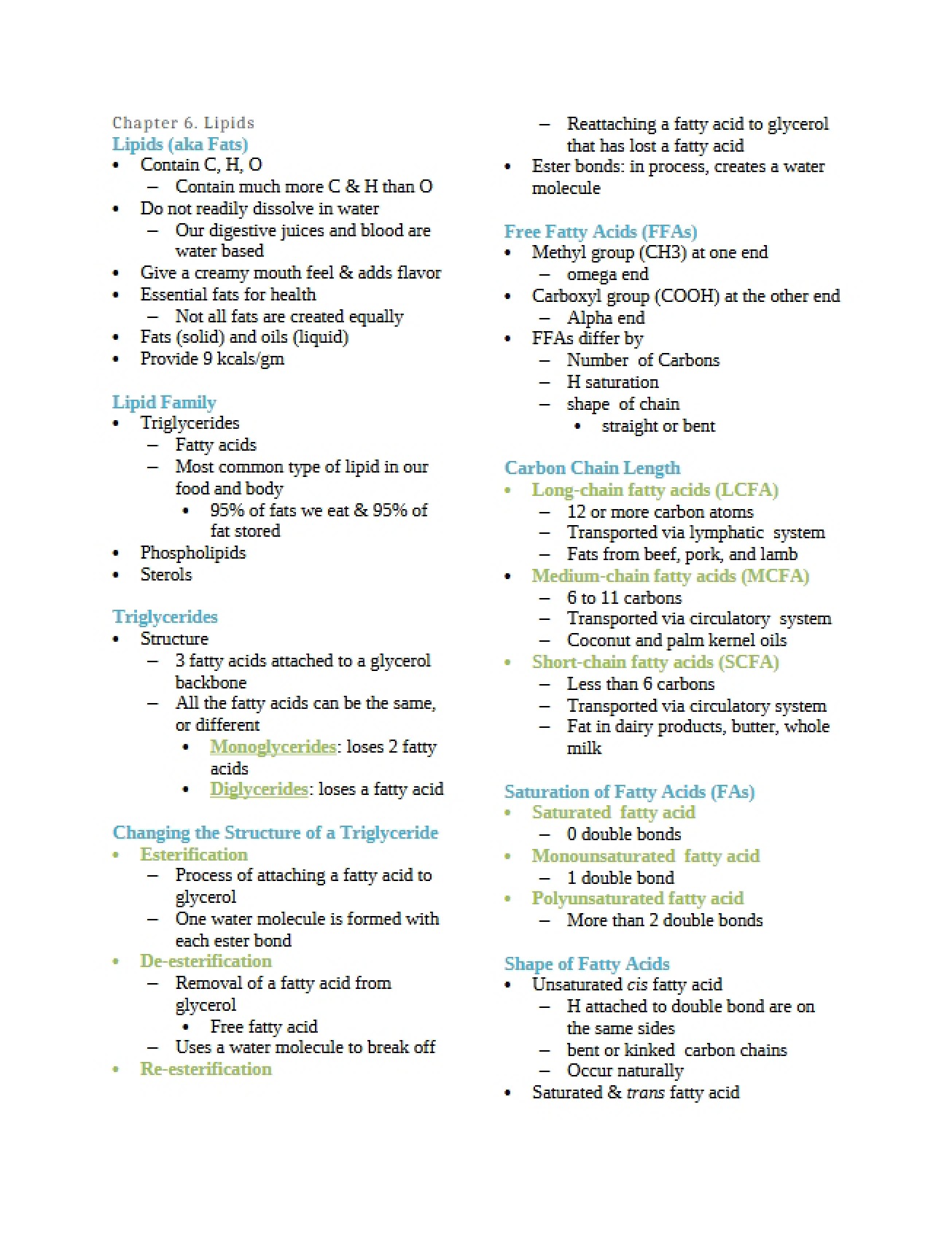 Lipids Chapter 6
