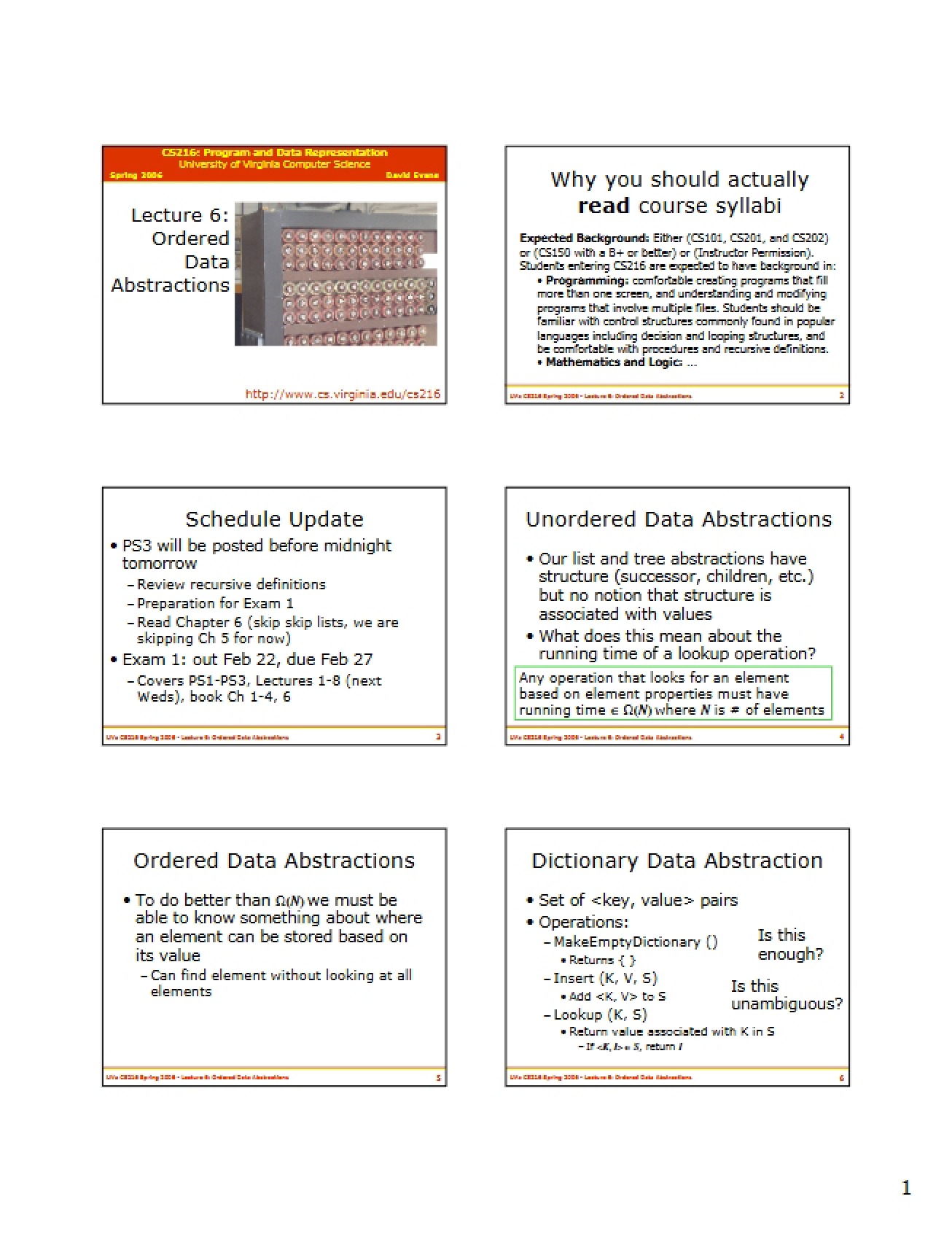 Abstractions of Ordered Data - CS 216