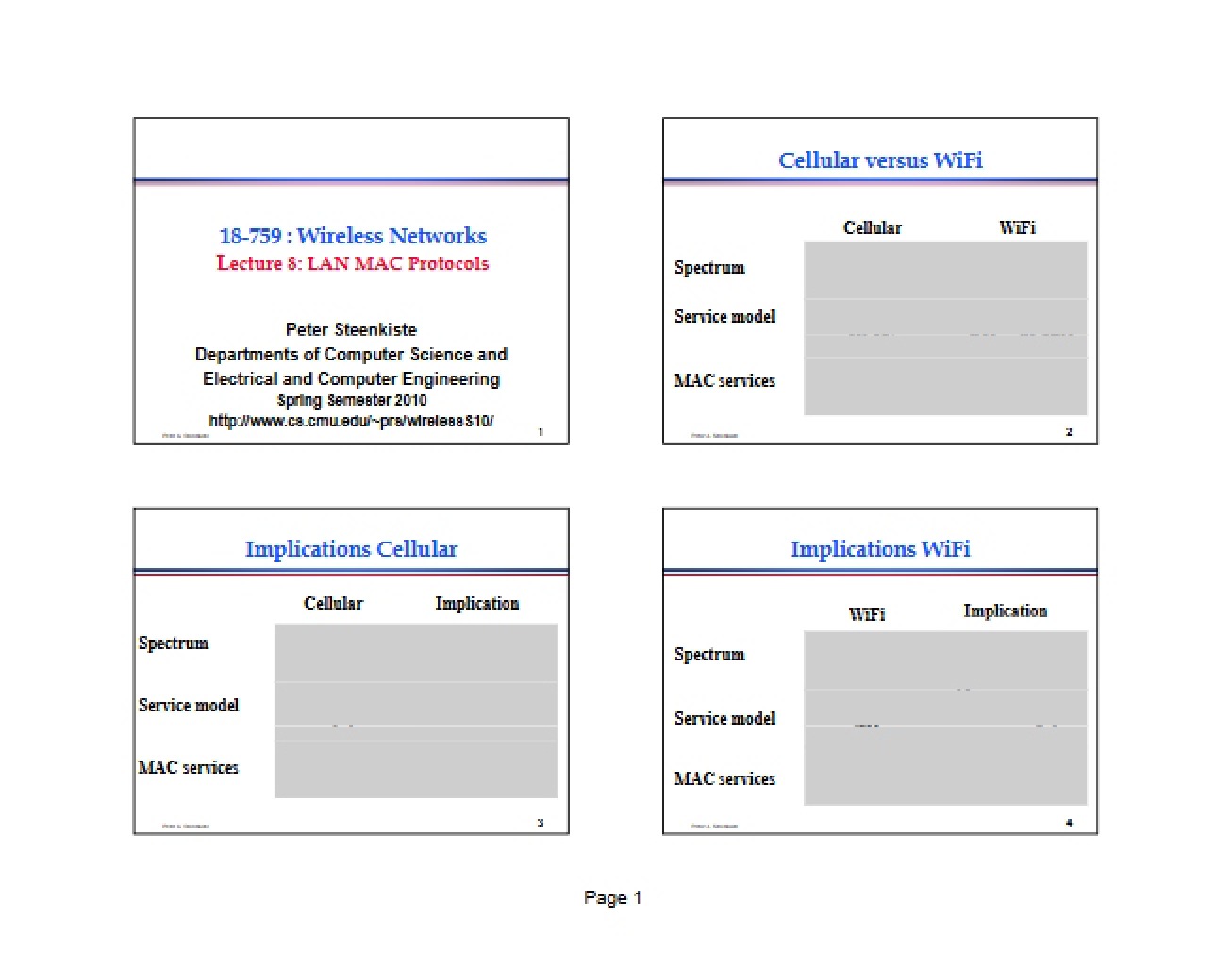 Wireless Networks Handout 1