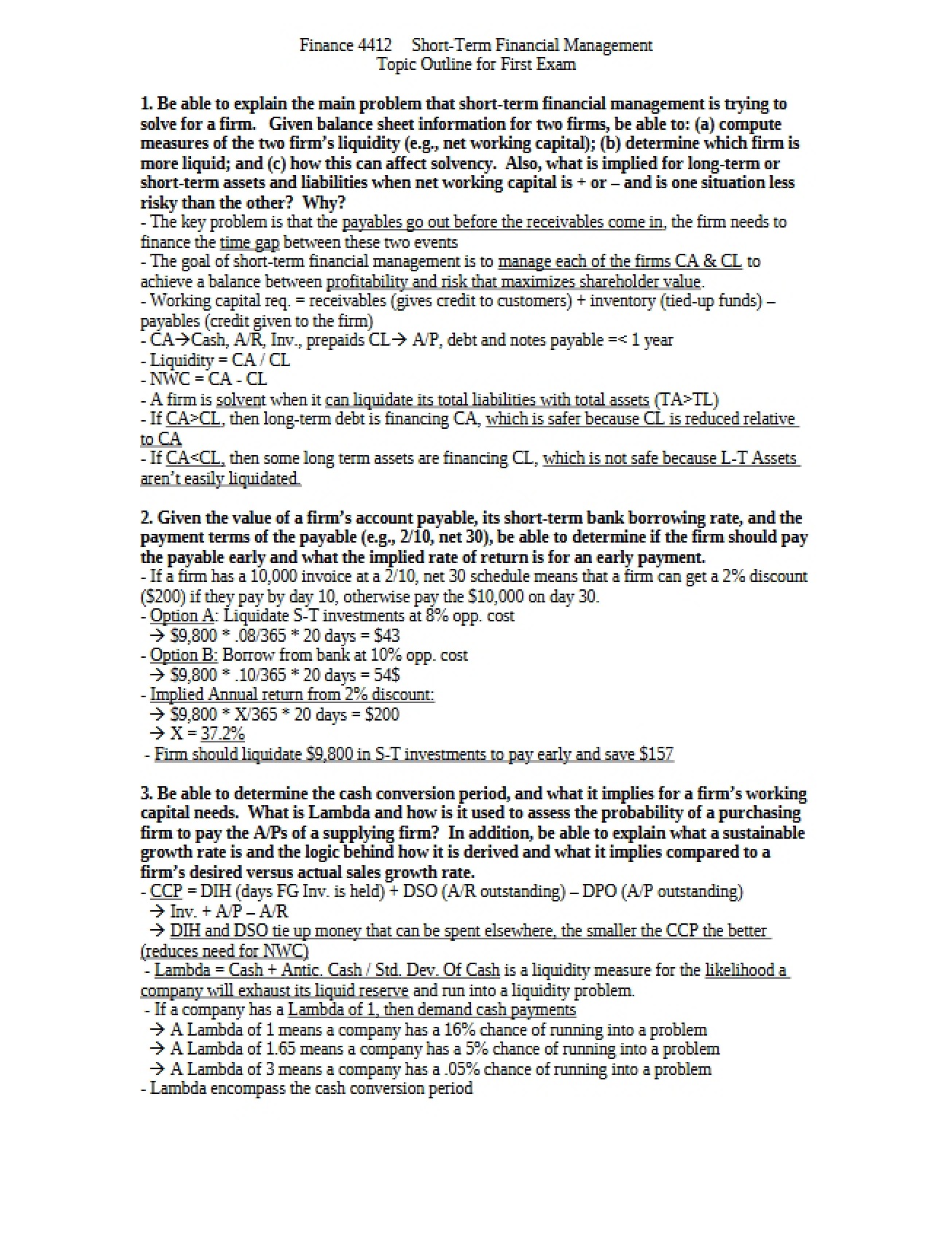 First Exam Topic Outline