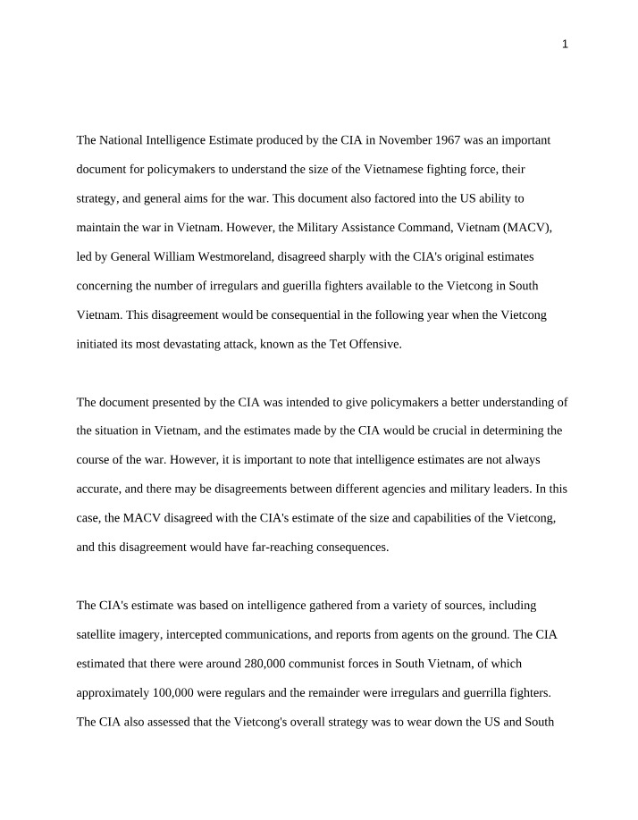 The Vietnam War - CIA vs MACV Estimates and the Tet