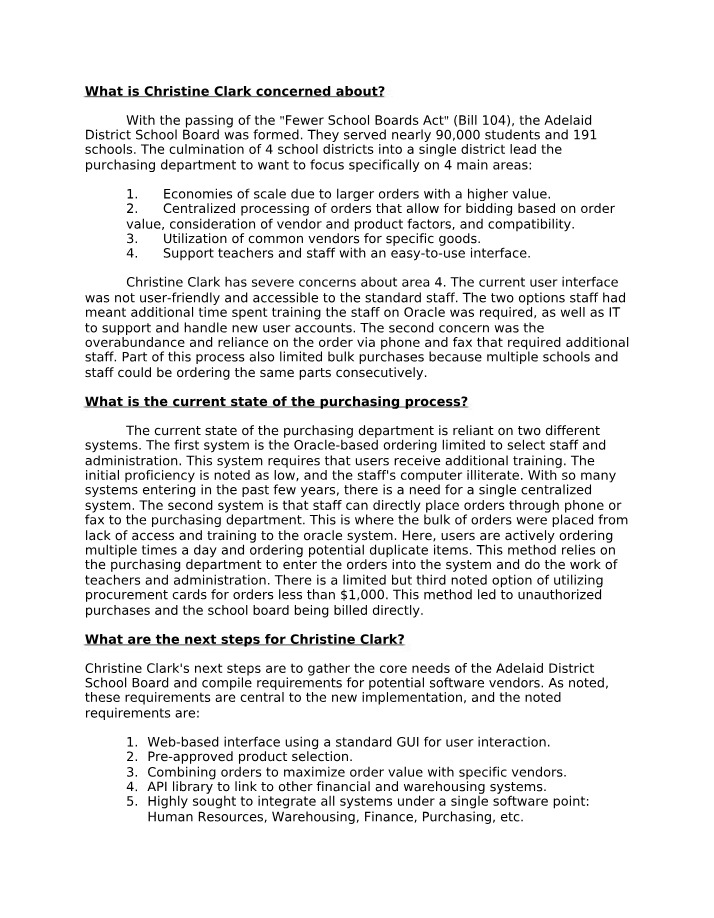 Purchasing Process Improvements for Adelaide District School