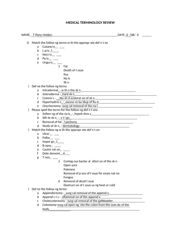 BIO 202 Week 4 Medical Terminology