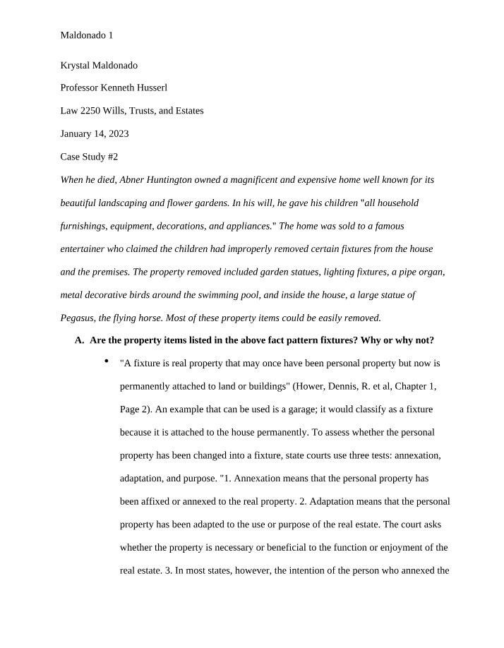 Wills, Trusts, and Estates - Case Study #2
