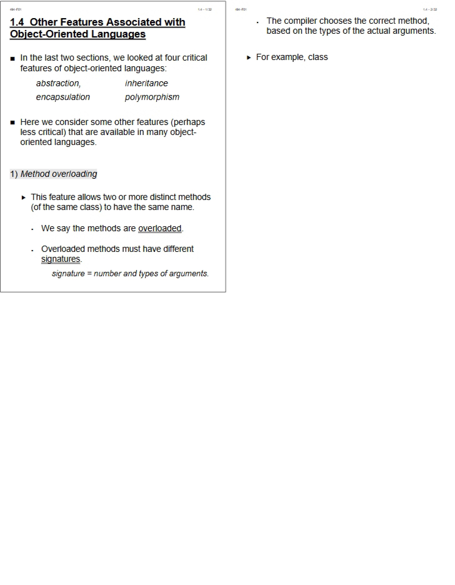 Object-Oriented Languages Associated Features