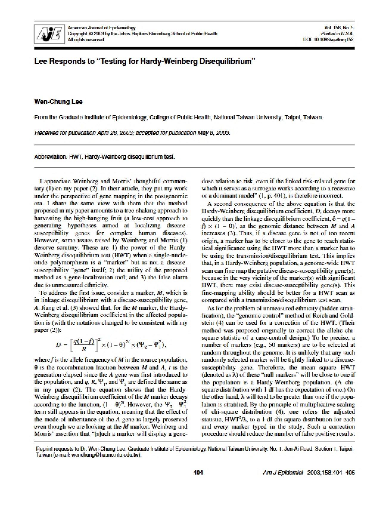 Response to Disequilibrium