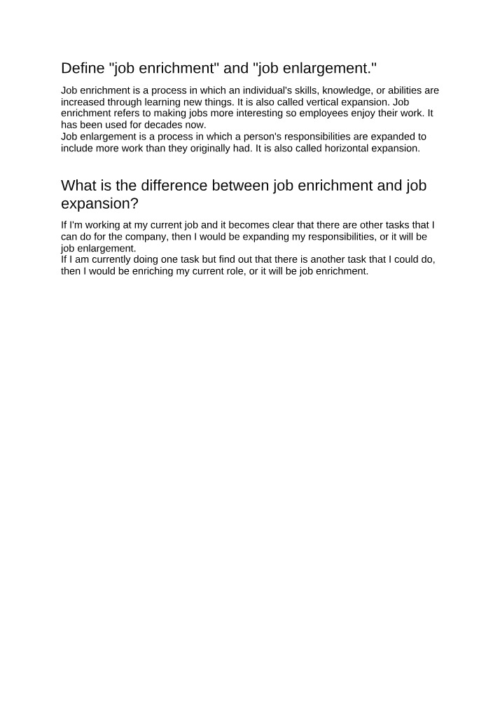 Job Enlargement vs Job Enrichment