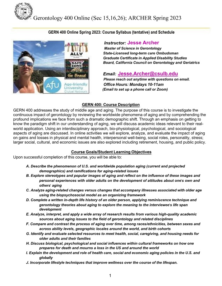 GERN 400 Course Syllabus