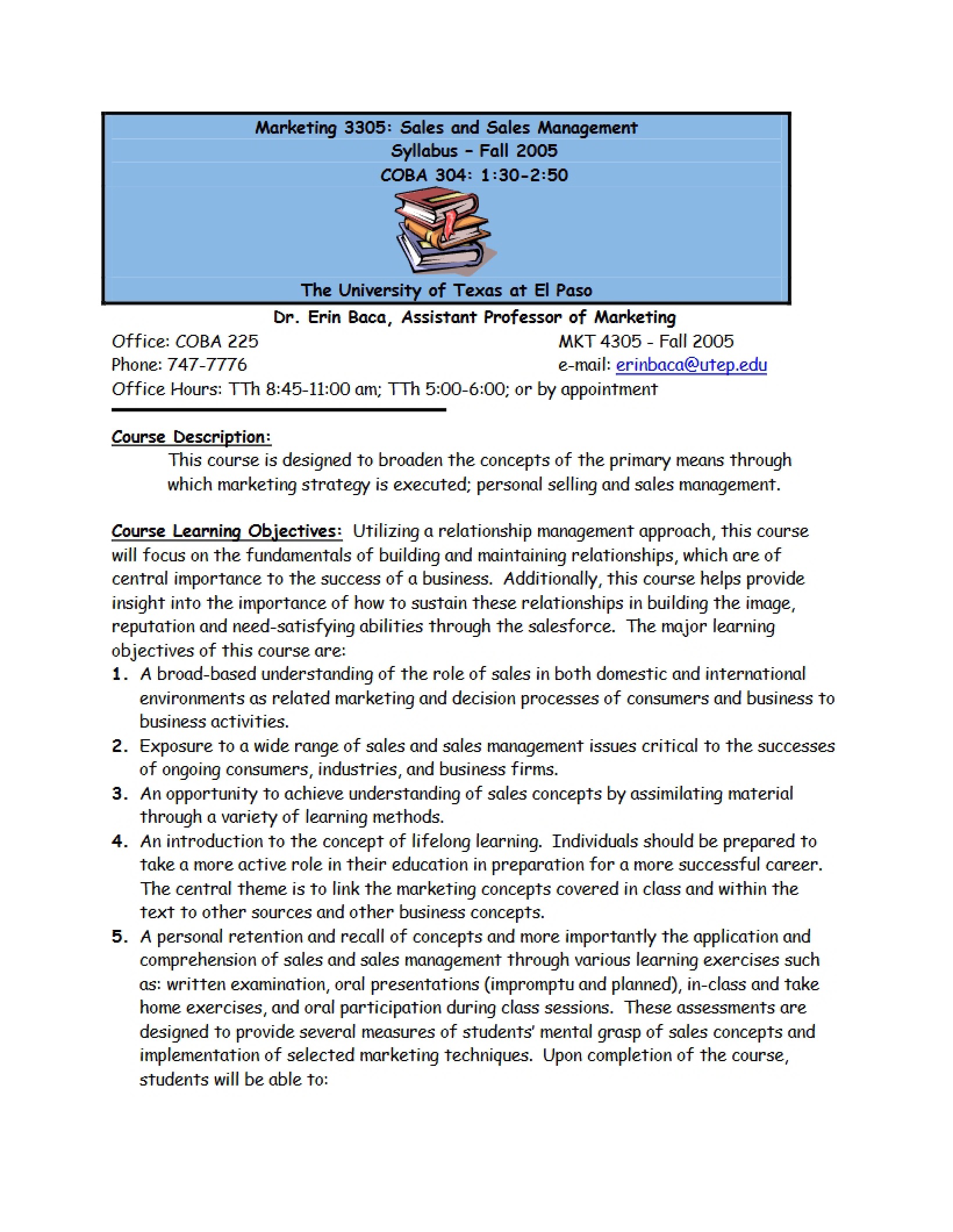 Sales Management Syllabus