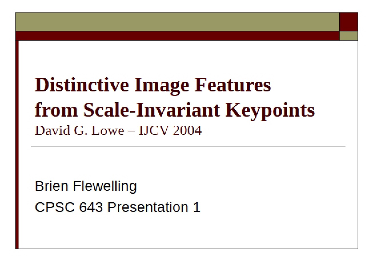 Introduction to Distinctive Image Features