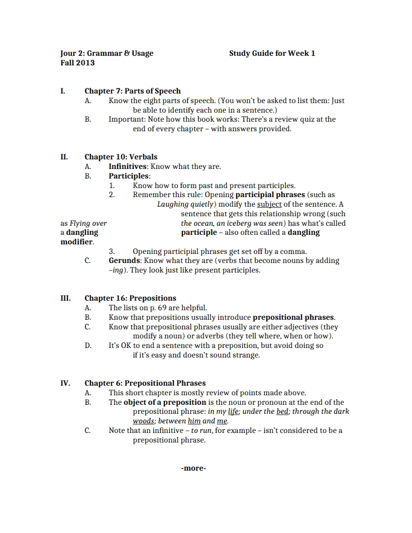 Week One Study Guide