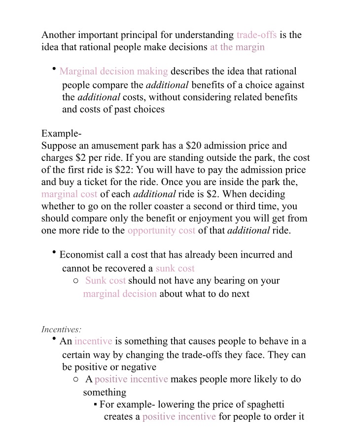Chapter 1 Basics of Economics Notes Set 2