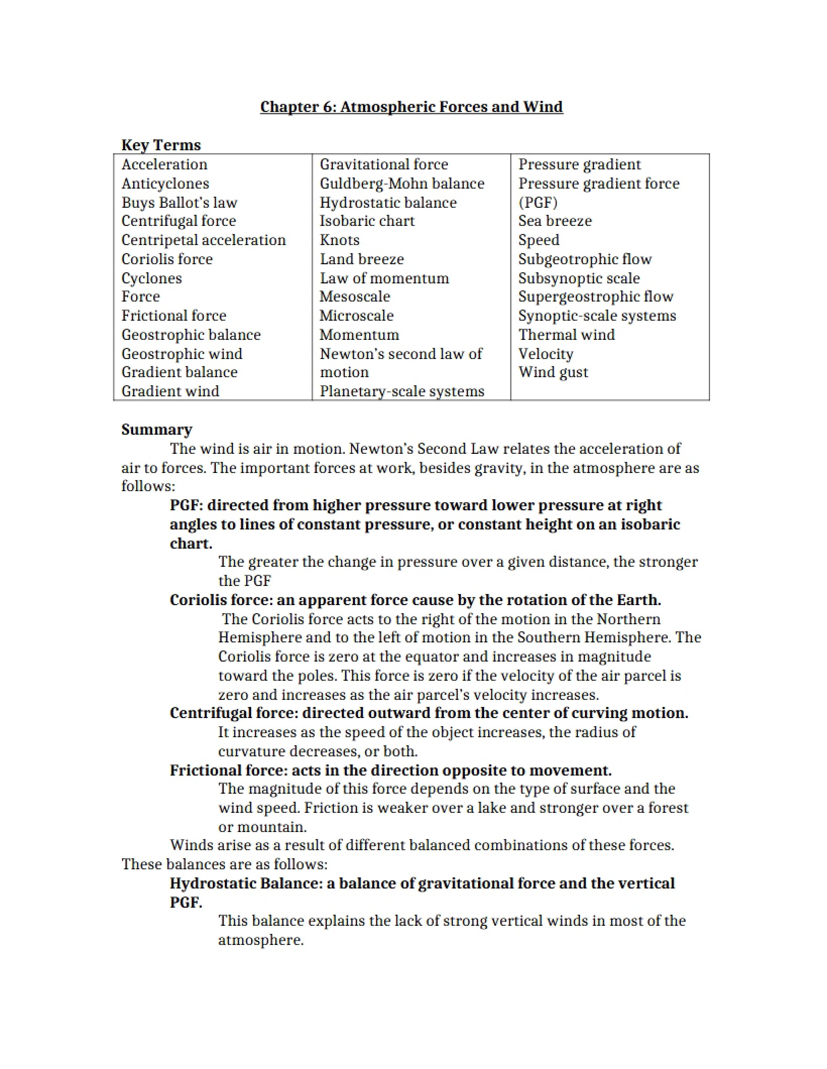 Wind and Atmospheric Forces Chapter Six