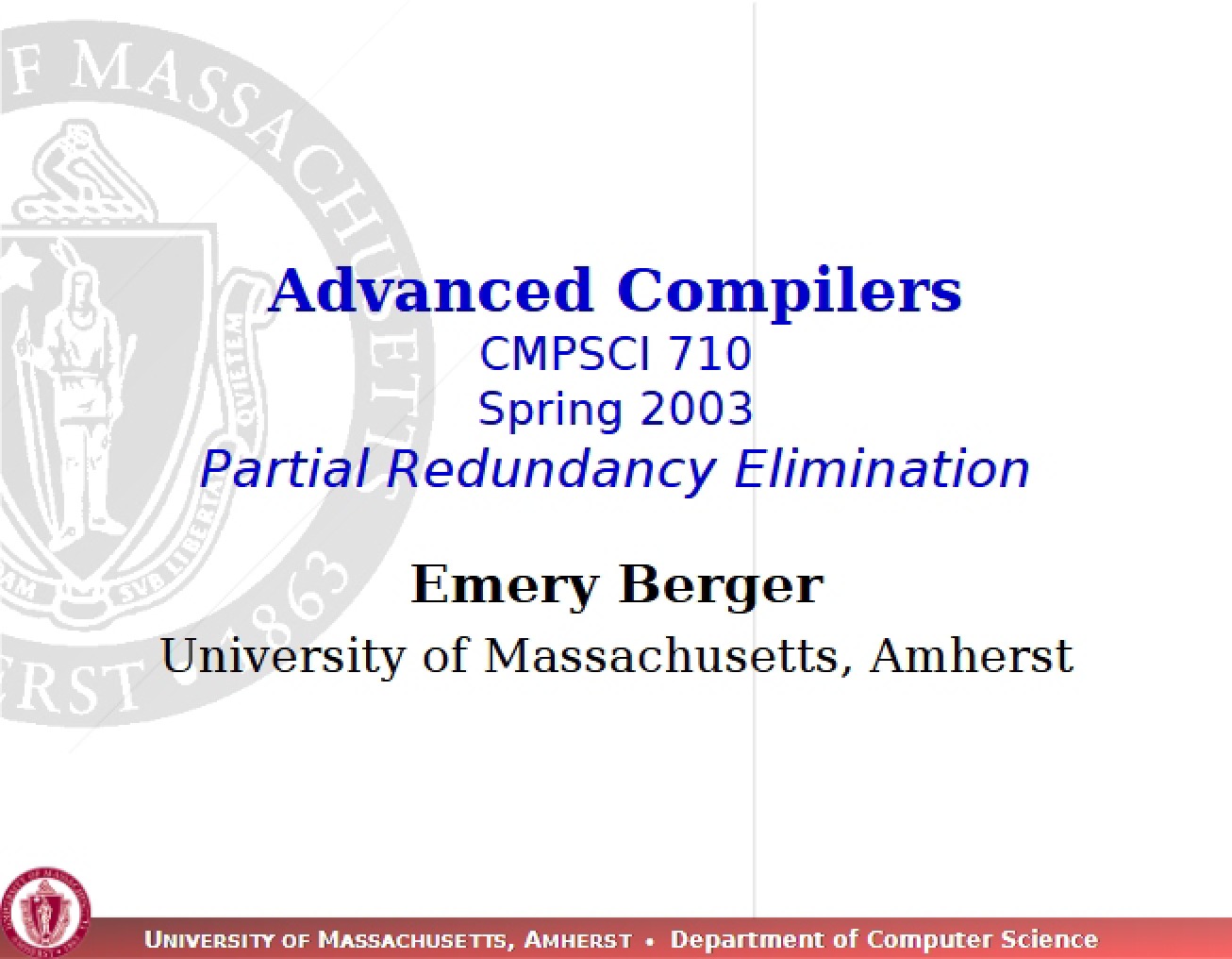 Elimination of Partial Redundancy
