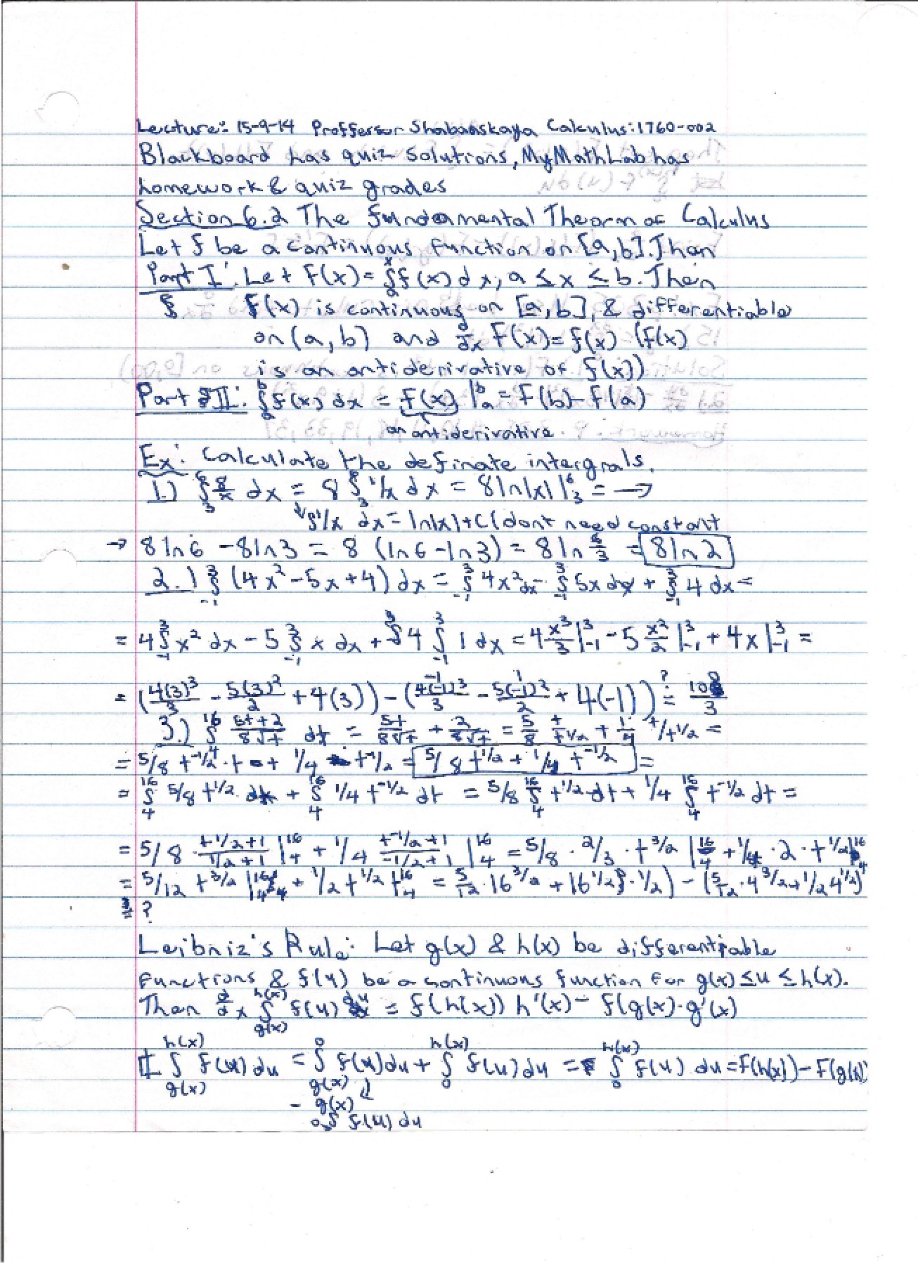 Calculus I General Lecture Notes