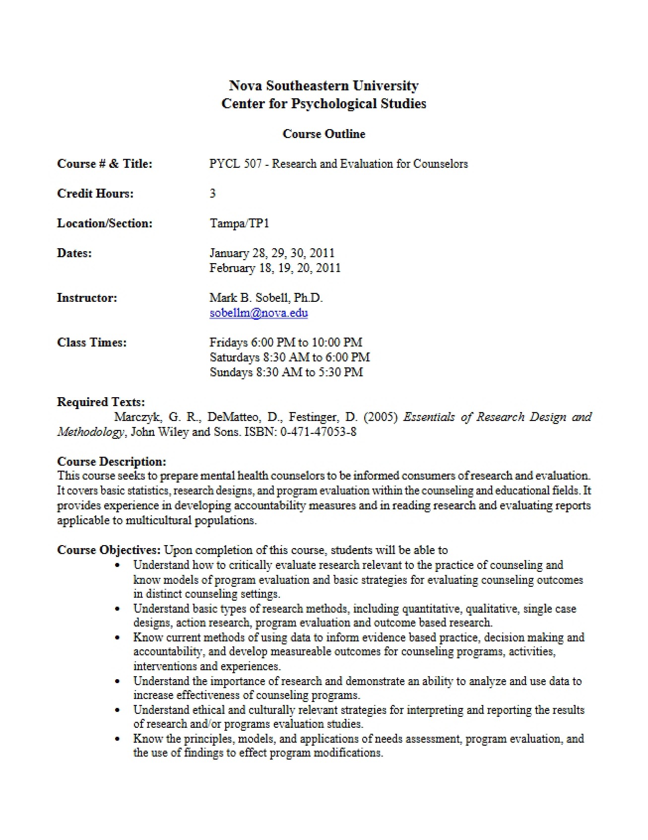 Research Methods Syllabus