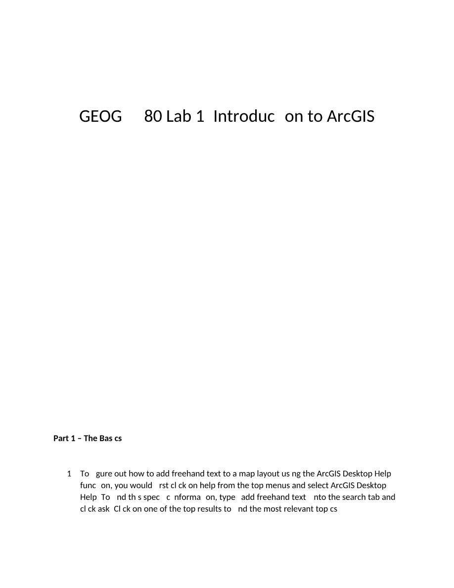 Introduction to ArcGIS - GEOG 2480 Lab 1