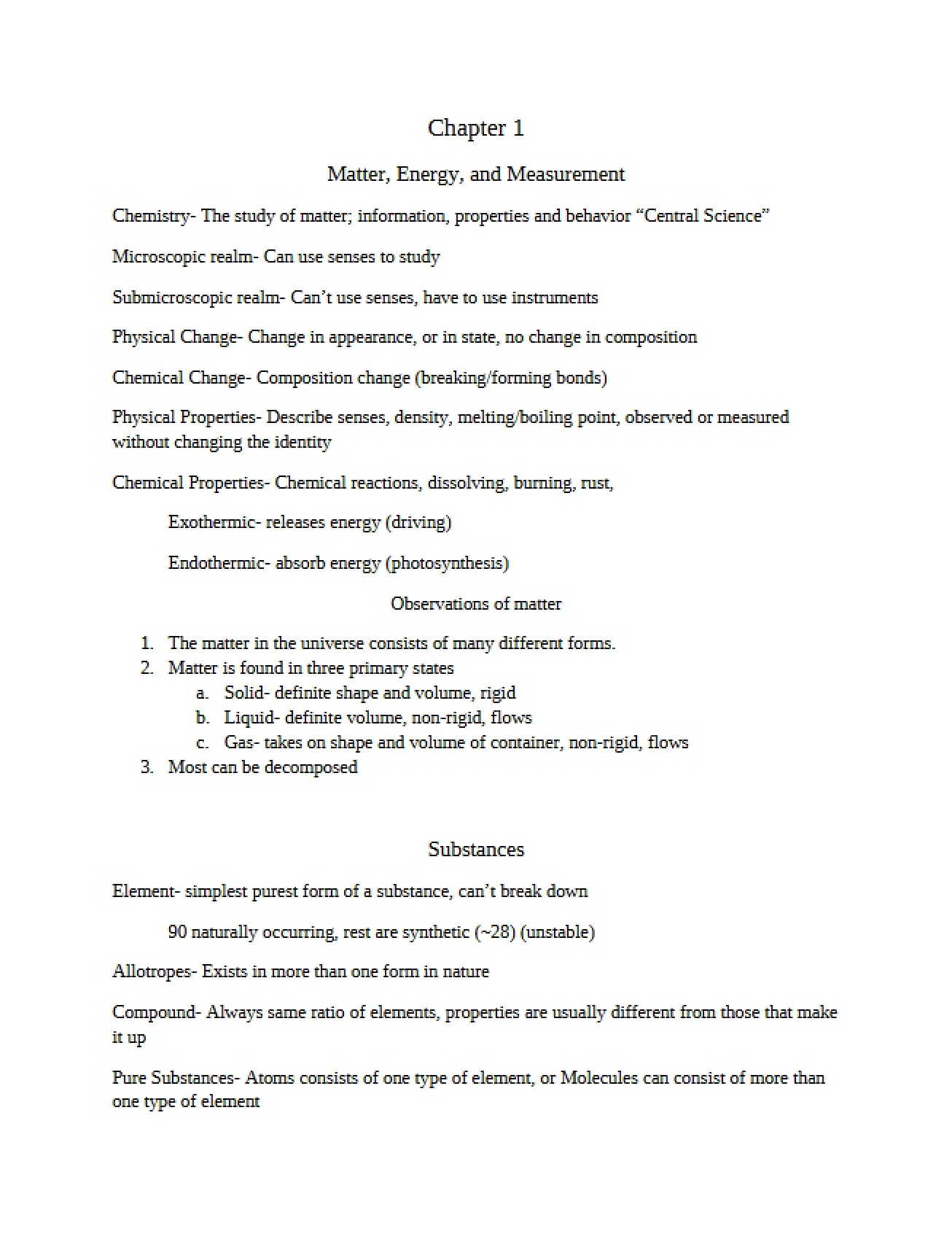 Measurement, Energy, and Matter Concepts
