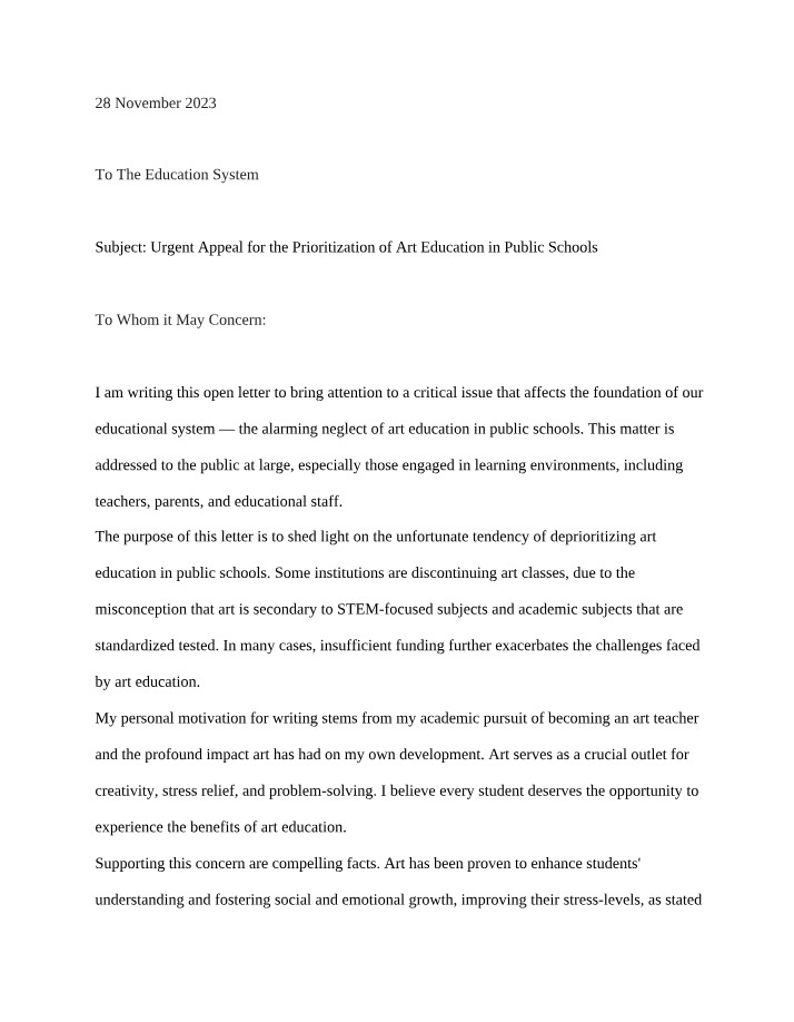 Finalized Open Letter