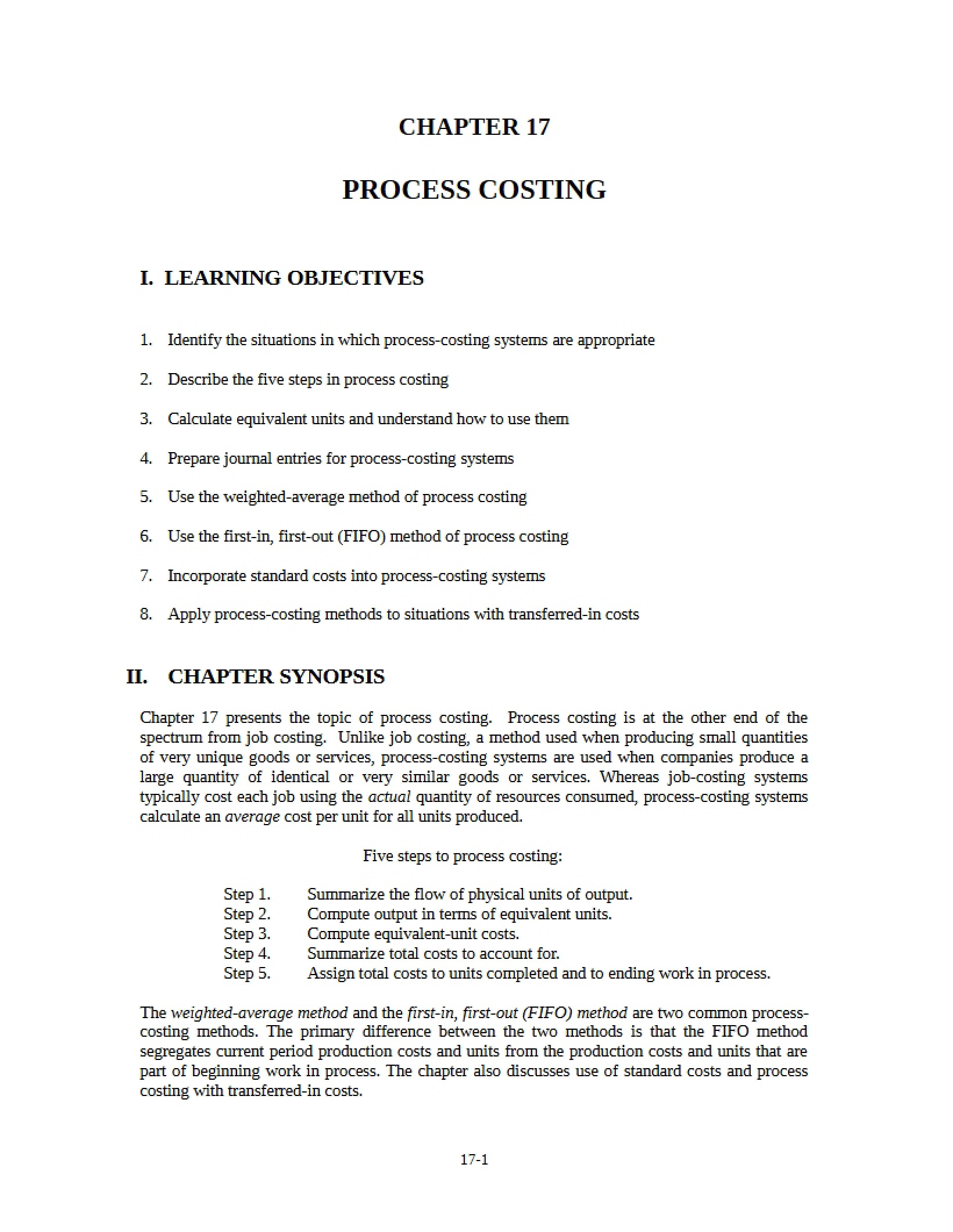 Costing Processes - Ch 17