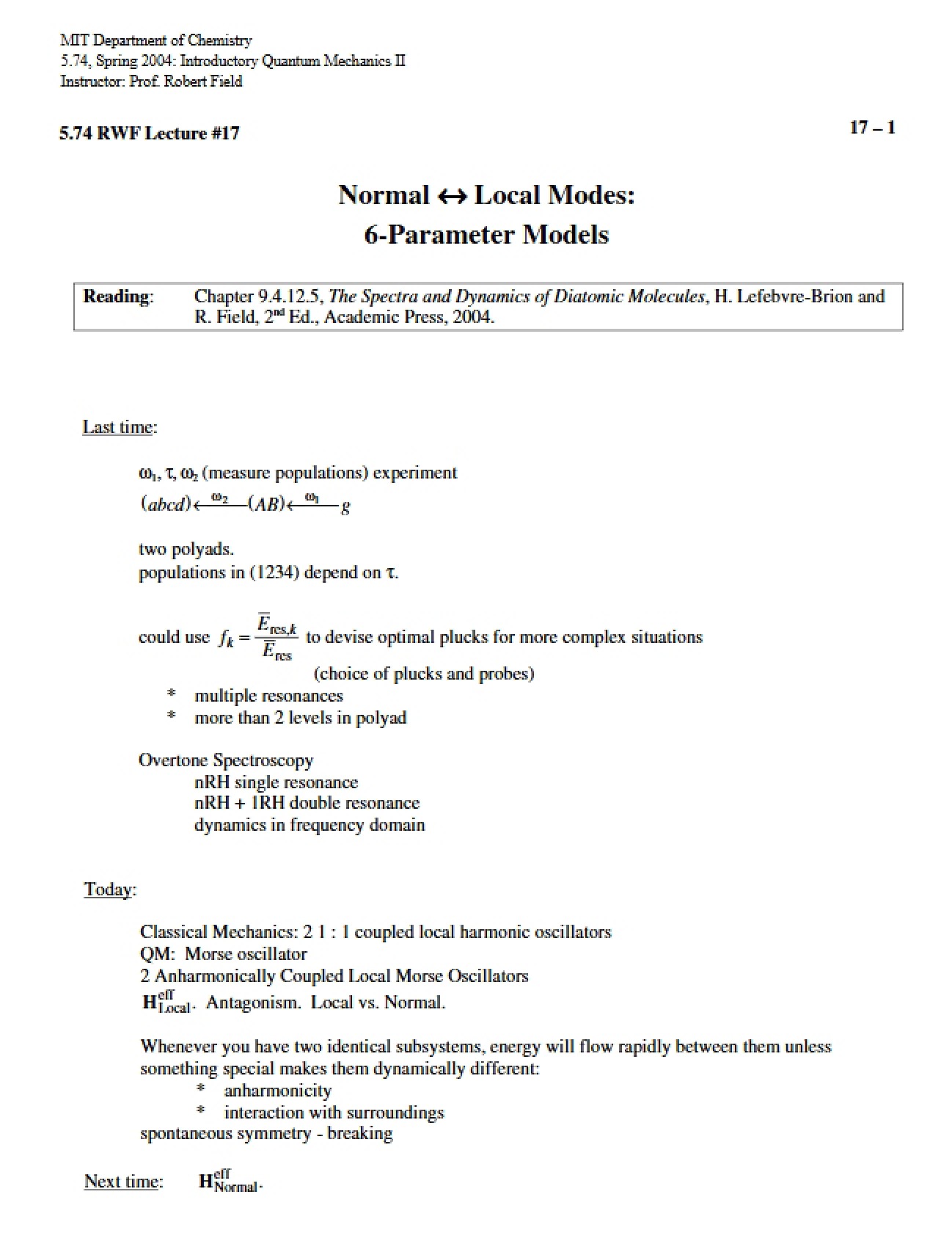 Session 17 Lecture
