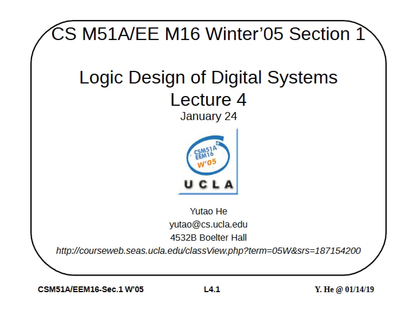 Lecture 4 (Jan 24)
