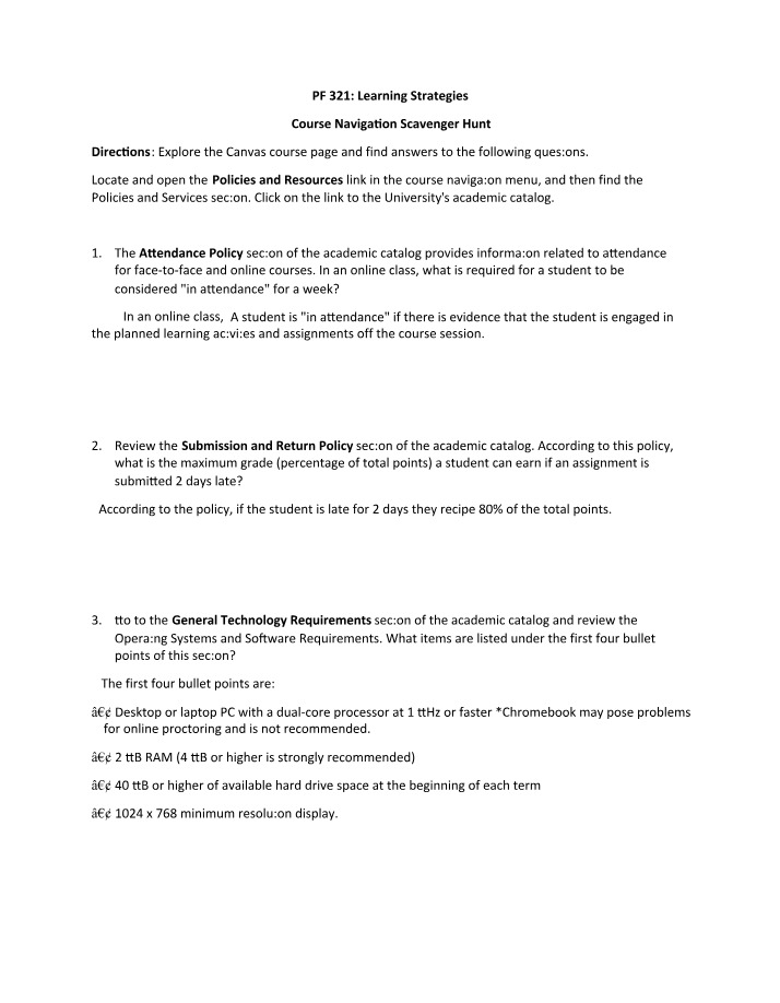 PF 321 - Learning Strategies Scavenger Hunt