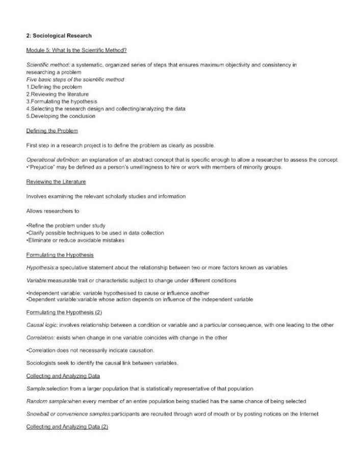 Module 5 Notes - Sociological Research