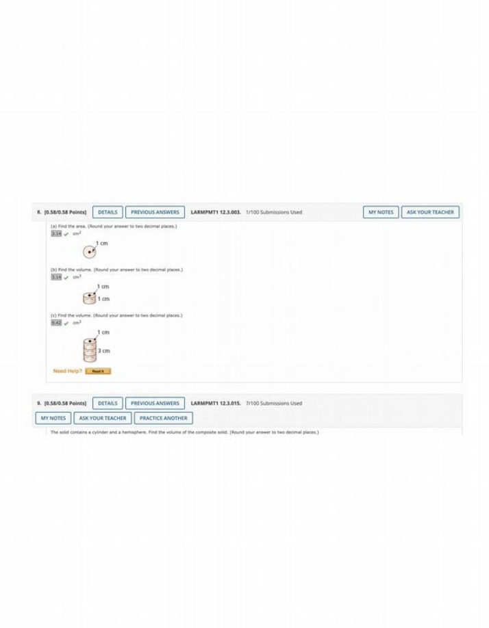 MATH217 Geometry Problems 12.3.003 and 12.3.015